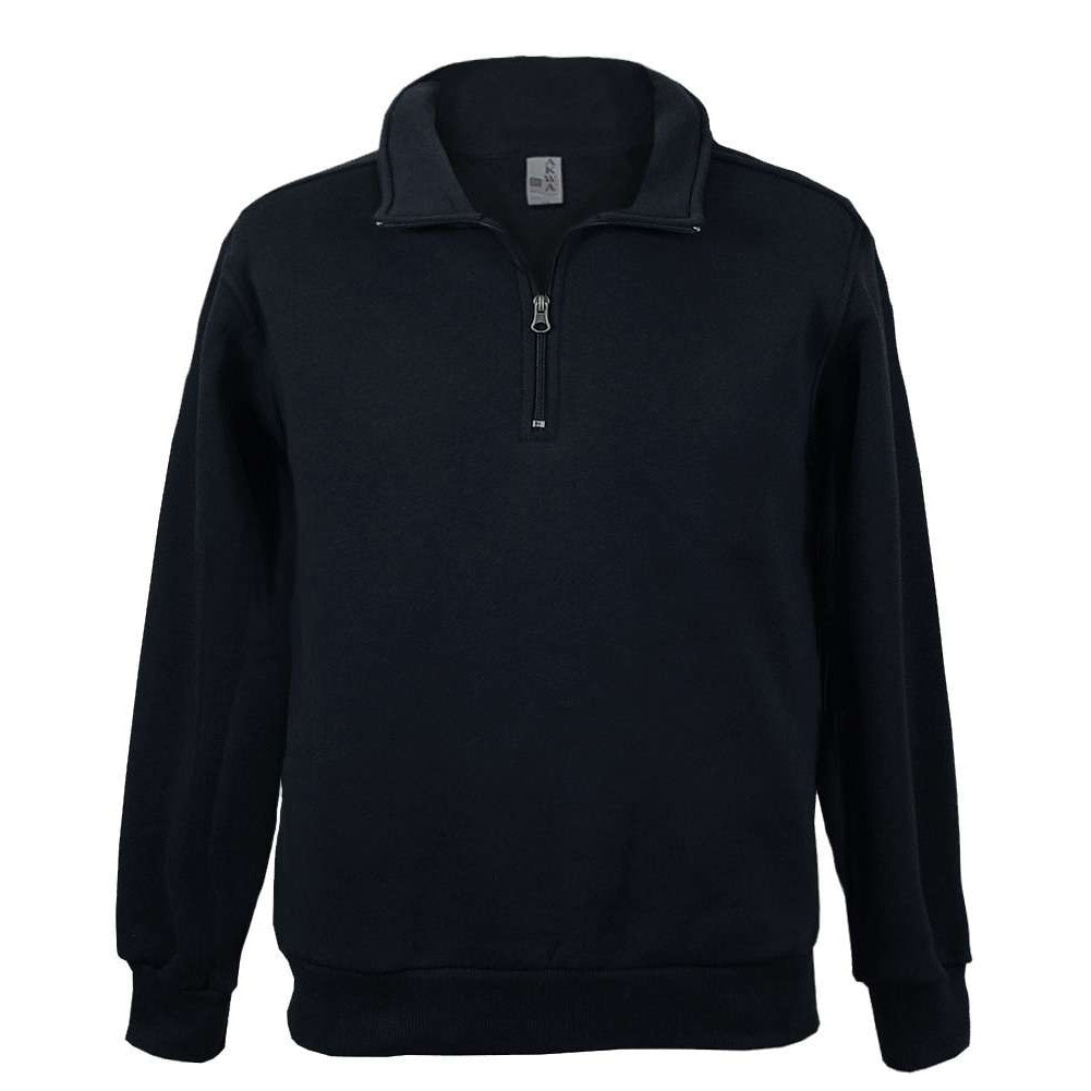 AKWA 1741-CVC Men's Cotton Polyester Fleece 1/4 Zip Pullover - Black