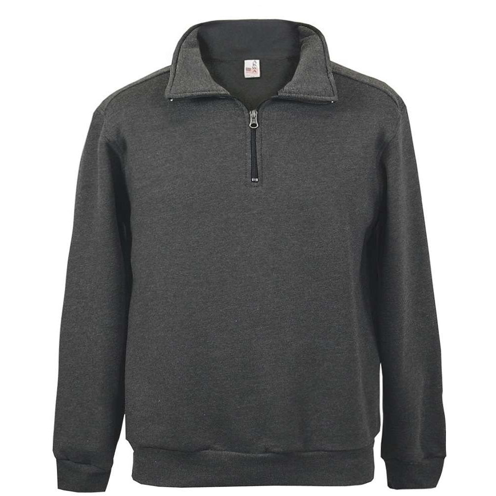 AKWA 1741-CVC Men's Cotton Polyester Fleece 1/4 Zip Pullover - Charcoal