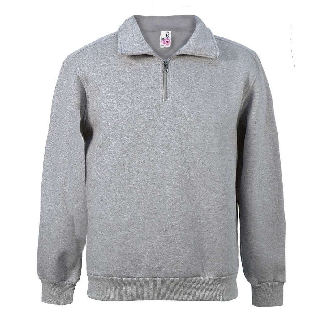 AKWA 1741-CVC Men's Cotton Polyester Fleece 1/4 Zip Pullover - Heather Grey