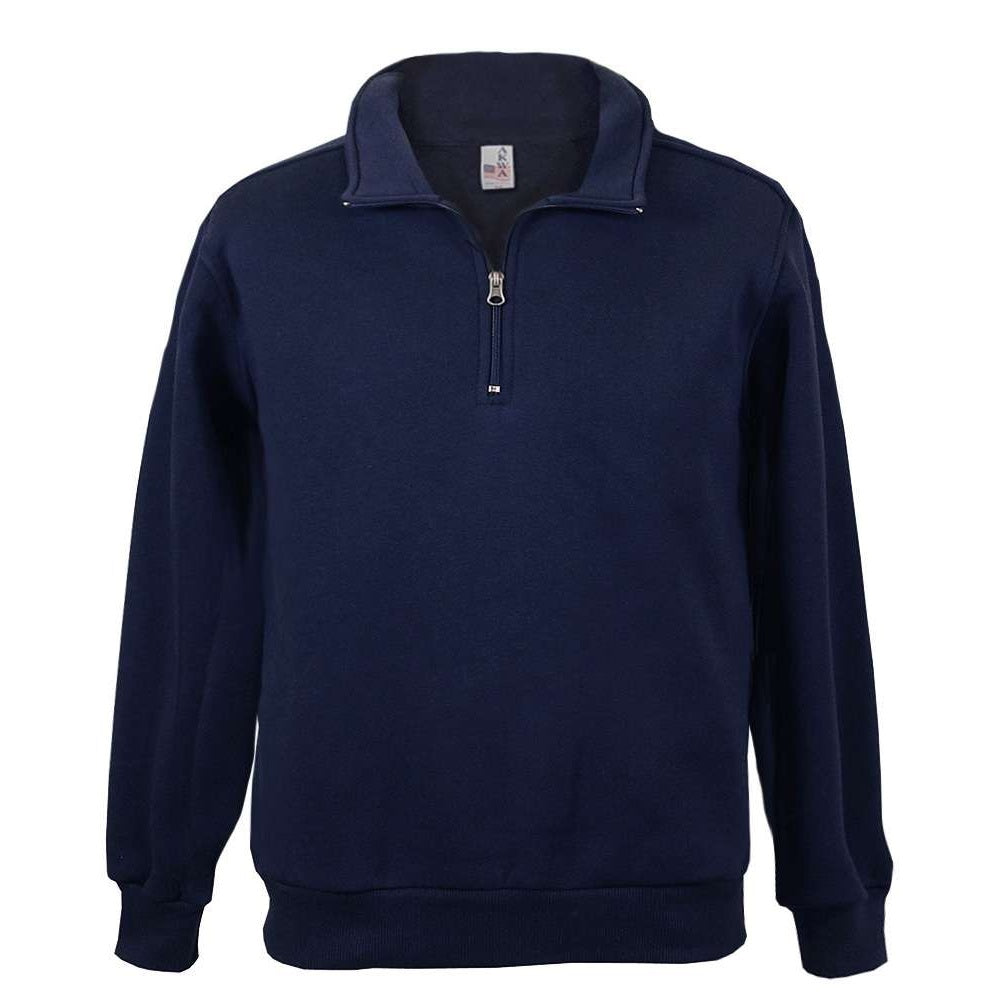 AKWA 1741-CVC Men's Cotton Polyester Fleece 1/4 Zip Pullover - Navy