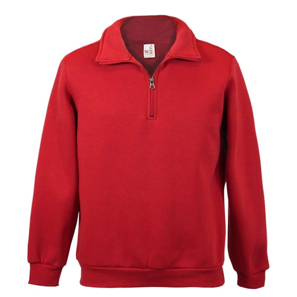 AKWA 1741-CVC Men's Cotton Polyester Fleece 1/4 Zip Pullover - Red