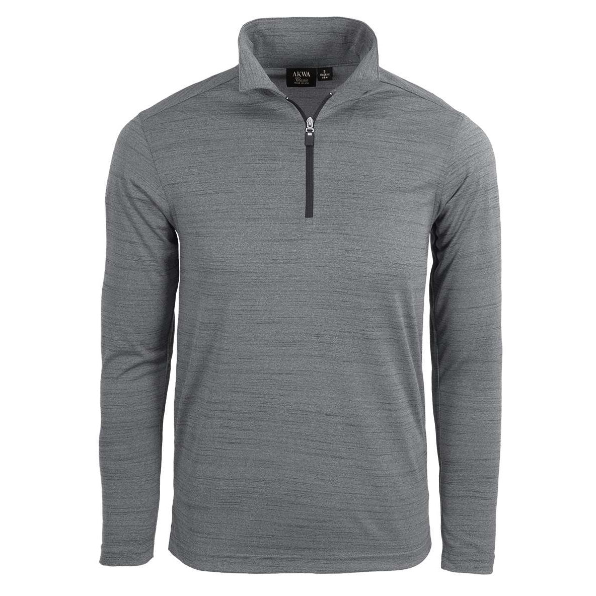 AKWA 2480-TSJ Men's Tiger Stripe Jersey L/S 1/4 Zip Polo - Charcoal