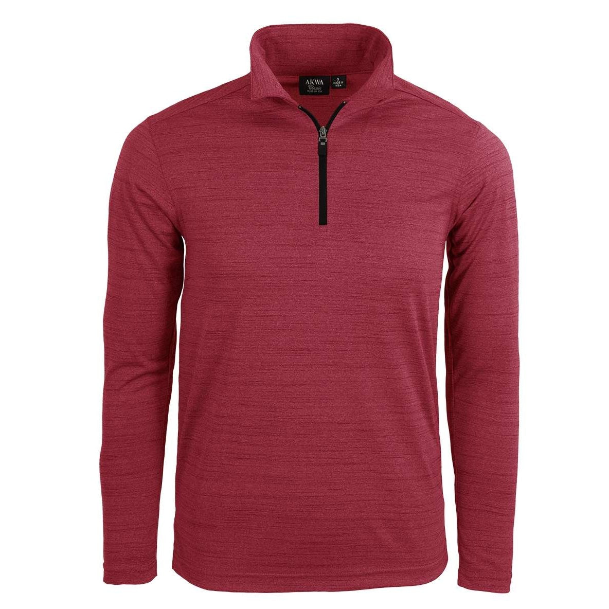 AKWA 2480-TSJ Men's Tiger Stripe Jersey L/S 1/4 Zip Polo - Red