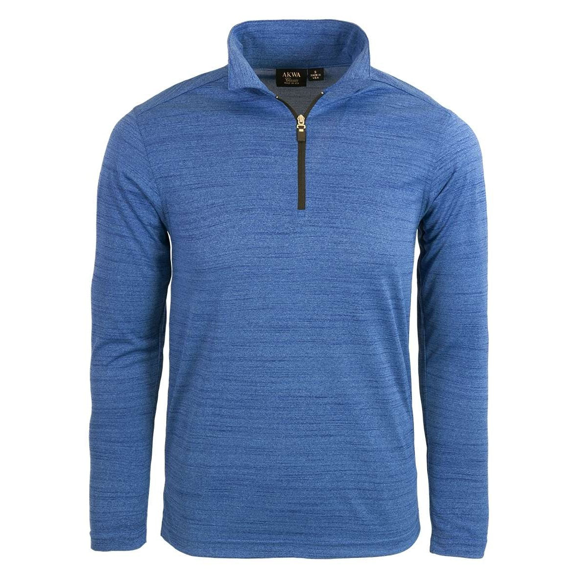 AKWA 2480-TSJ Men's Tiger Stripe Jersey L/S 1/4 Zip Polo - Royal Blue